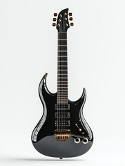 3D render of a glossy electric guitar isolated on a white background