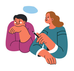 Two People in Conversation vector