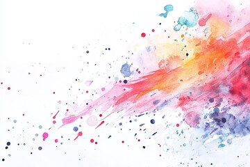 Abstract watercolor splash with vibrant colors on a white background, perfect for artistic designs or creative projects.