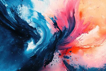 A vibrant abstract artwork showcasing swirling colors of blue, pink, and orange, perfect for any artistic backdrop.