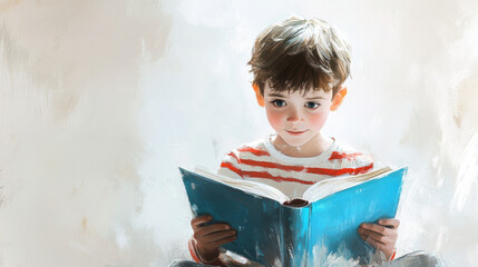 Boy Reading Book.
