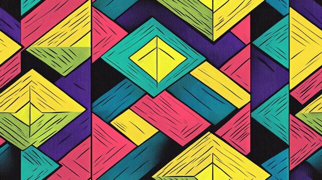 Seamless pattern featuring illusory triangles and rhombuses Raster illustration suitable for interior design wallpaper textiles presentations and visual illusions Abstract cube series