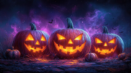 Naklejka premium Happy Halloween holiday spooky scary background