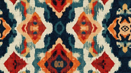 Traditional tribal or modern native ikat pattern featuring a geometric ethnic background suitable for seamless design or wallpaper
