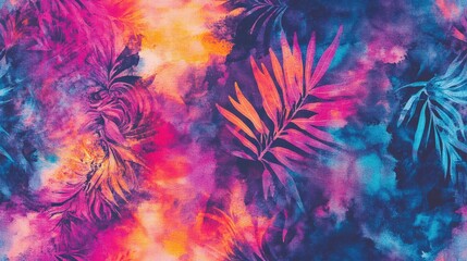 Tie Dye Background with Ethnic Abstract and Bohemian Floral Pattern Multicolored Mottled Prints and Textiles Watercolor Texture with Bleach Effect
