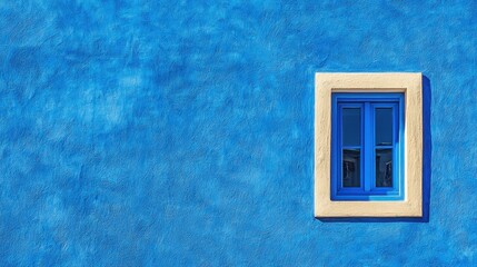 Blue Wall with Window Frame