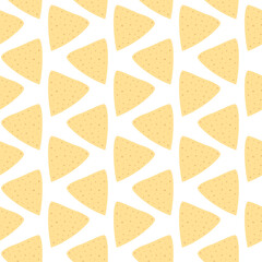 Tortilla chips nachos Seamless pattern in trendy soft shades. Isolated decorative background Texture