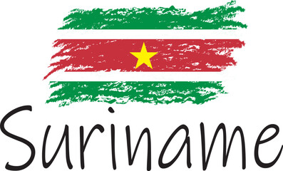 Suriname country flag concept with grunge design suitable for a logo icon design