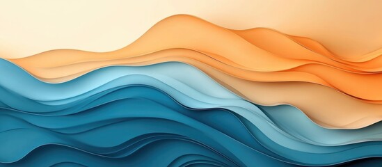 Obraz premium Abstract 3D Wavy Form In Medium Blue And Orange Light Collection