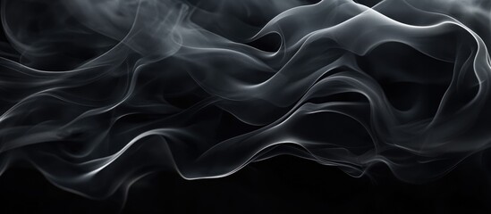 Obraz premium 3D Black Abstract Background With Realistic Smoke On Dark