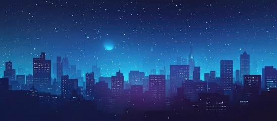 Abstract Night Cityscape Panoramic Background With Ai Generation