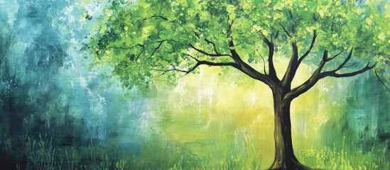 Tree painting on canvas suitable for layout or background design
