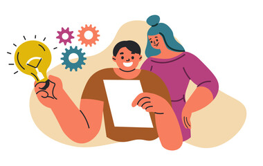 Business Couple Brainstorming Creative Idea