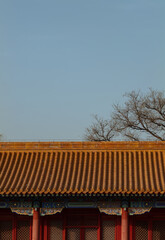 Closeup of traditional building against sky in the Forbidden City, Beijing, China