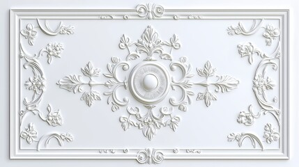 Fototapeta premium Ornate White Ceiling Medallion with Floral Design