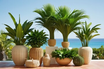 Obraz premium Lush Palm Arrangements for Bright Summer Retreats and Tropical Havens