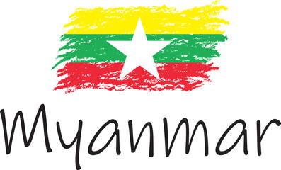 Myanmar country flag concept with grunge design suitable for a logo icon design