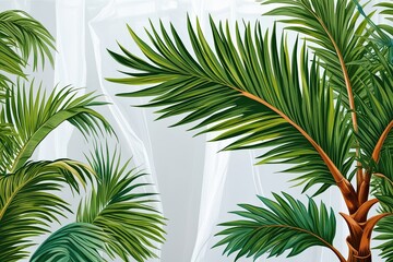 Fototapeta premium Vibrant Coconut Frond Artwork on Clear Backgrounds