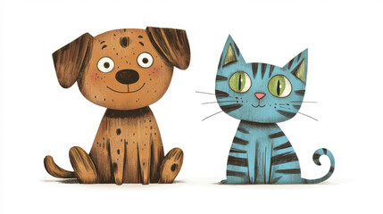 Obraz premium Dog and Cat Friends.