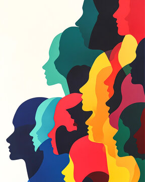Diverse and Inclusive Design with Colorful Human Elements on Abstract Background