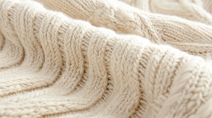 Close Up of Soft Cream Knit Fabric Texture