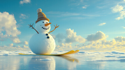 Obraz premium Snowman Snowboarding.