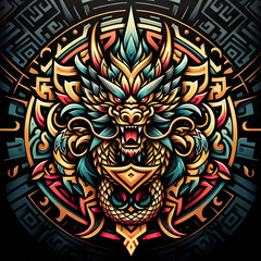 3d style of dragon Logo with vibrant gradient color