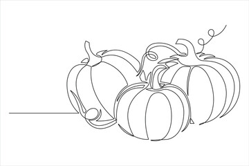 Continuous one line art drawing of pumpkin design vector illustration 