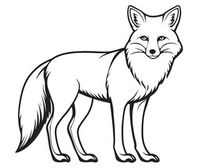 Fox cartoon isolated on white background outline drawing