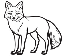 Fox cartoon isolated on white background outline drawing