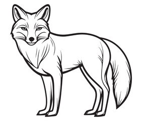 Fox cartoon isolated on white background outline drawing