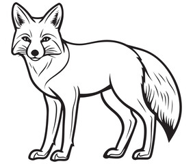 Fox cartoon isolated on white background outline drawing