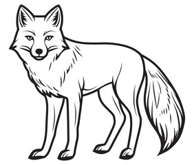 Fox cartoon isolated on white background outline drawing