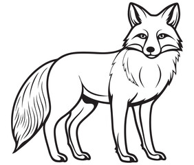 Fox cartoon isolated on white background outline drawing