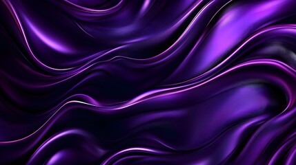 Obraz premium Abstract swirls and curls, metallic silver details on deep purple background, seamless design, futuristic and minimalistic, vector art, high contrast.
