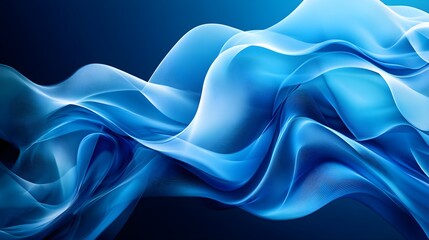 Obraz premium Abstract waves of swirling lines in blue and white, with a maritime theme, digital illustration, fluid motion, clean lines, minimalist design, smooth gradients, high resolution.