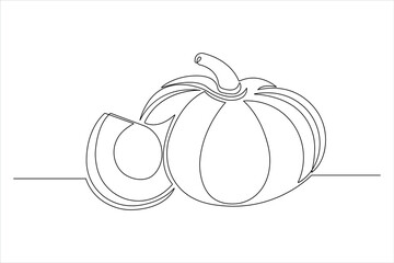 Continuous one line art drawing of pumpkin design vector illustration 