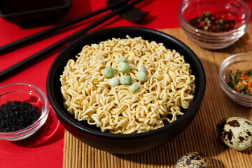 Concept of tasty fast food - instant noodles