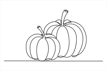 Continuous one line art drawing of pumpkin design vector illustration 