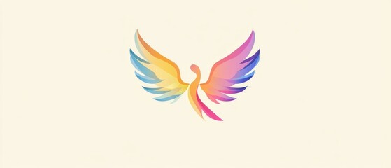 Obraz premium Abstract 2D angel cartoon logo design symbolizing themes of spirituality compassion and charitable acts