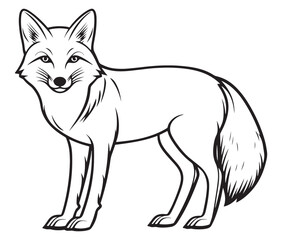 Fox cartoon isolated on white background outline drawing