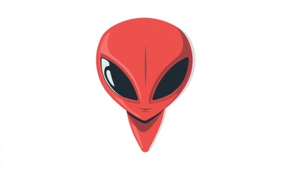 Fototapeta premium Flat red cartoon icon of a forbidden alien featuring rounded angles against a white background