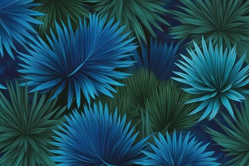 Obraz premium Cobalt Blue Greenery with Soft Color Blend and Radiant Abstract Texture
