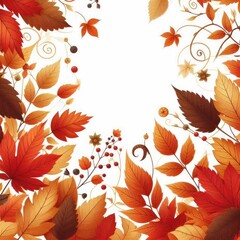 Fototapeta premium Autumn Background with Leaves. illustration white background