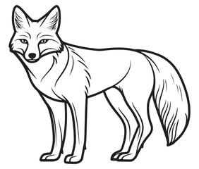 Fox cartoon isolated on white background outline drawing