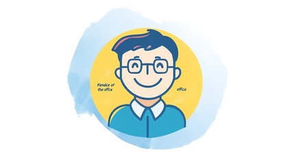 An icon representing an achievement, featuring a friendly face in an office setting. The design emphasizes a positive, approachable expression, ideal for conveying success and professionalism. 