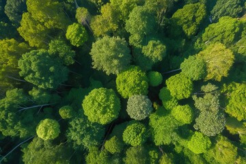 Naklejka premium Aerial Perspective of Lush Green Canopy in Pristine Natural Habitat