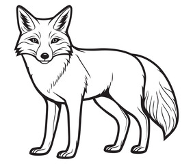 Fox cartoon isolated on white background outline drawing