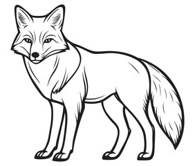 Fox cartoon isolated on white background outline drawing