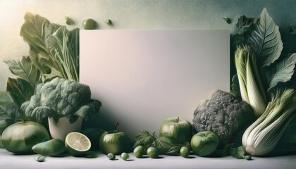 frame with vegetables and copy space on white background